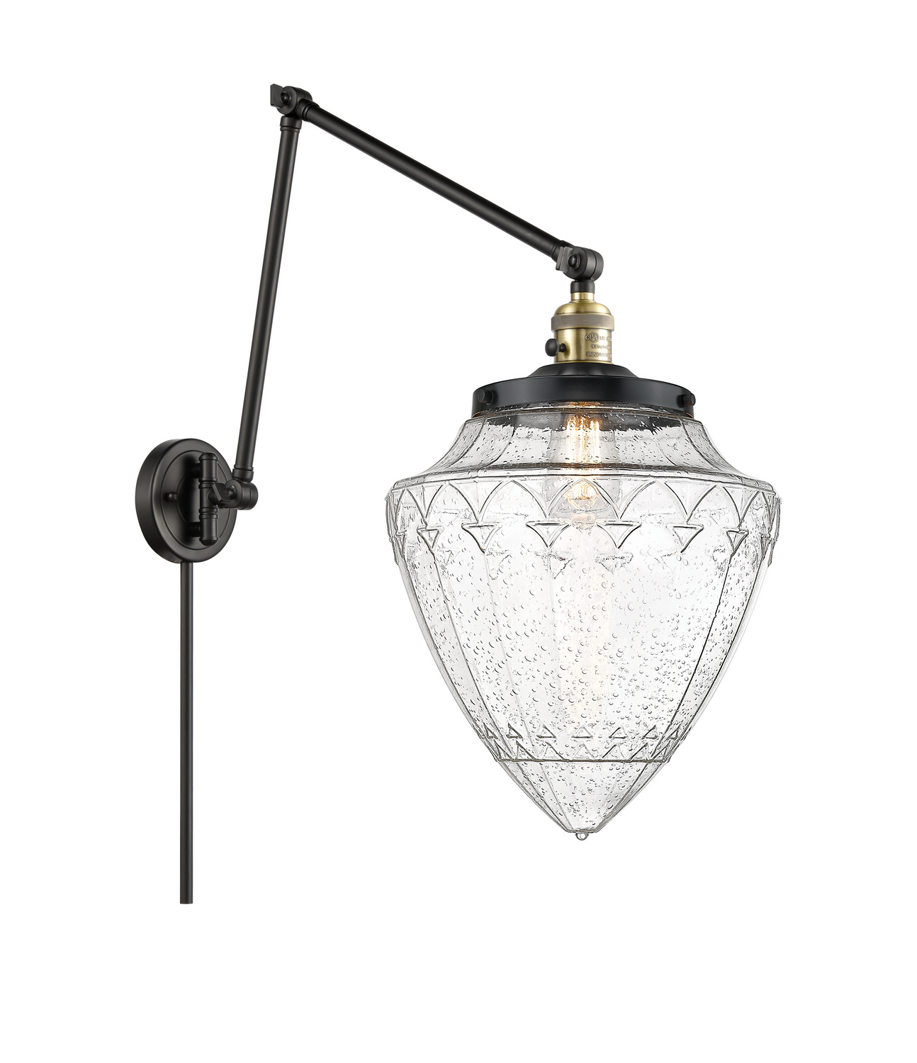 One Light Swing Arm by Innovations - Franklin Restoration Collection, Black Antique Brass Finish - 238-BAB-G664-12