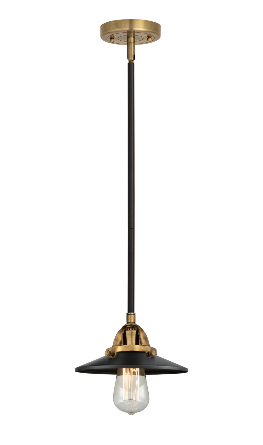 One Light Mini Pendant by Innovations - Nouveau 2 Collection, Black Antique Brass Finish - 288-1S-BAB-M6-BK