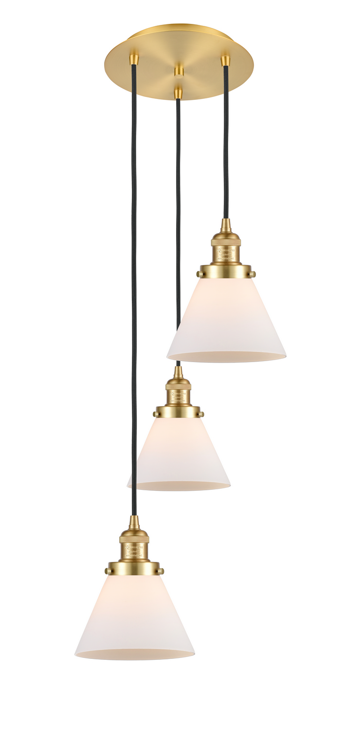 Three Light Pendant by Innovations - Franklin Restoration Collection, Satin Gold Finish - 113F-3P-SG-G41
