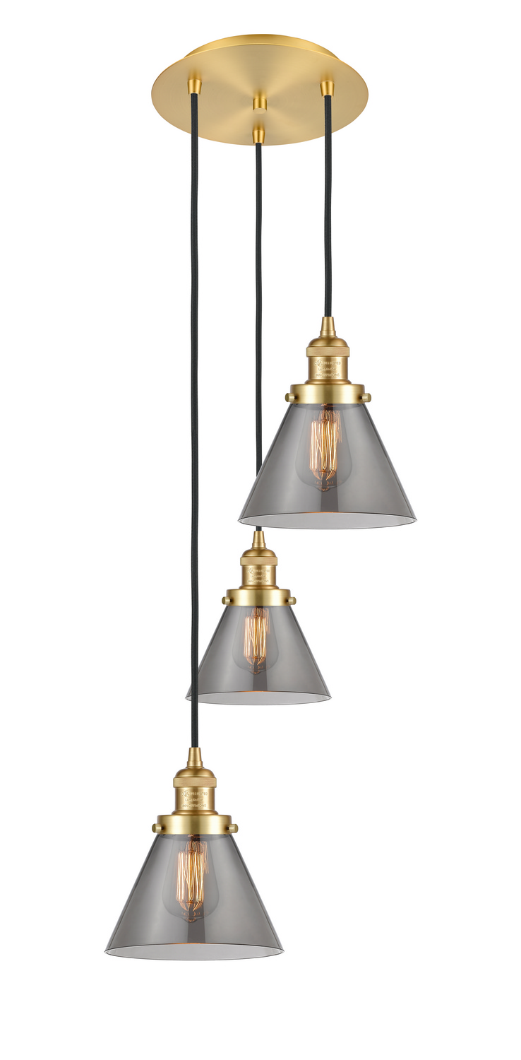 Three Light Pendant by Innovations - Franklin Restoration Collection, Satin Gold Finish - 113F-3P-SG-G43