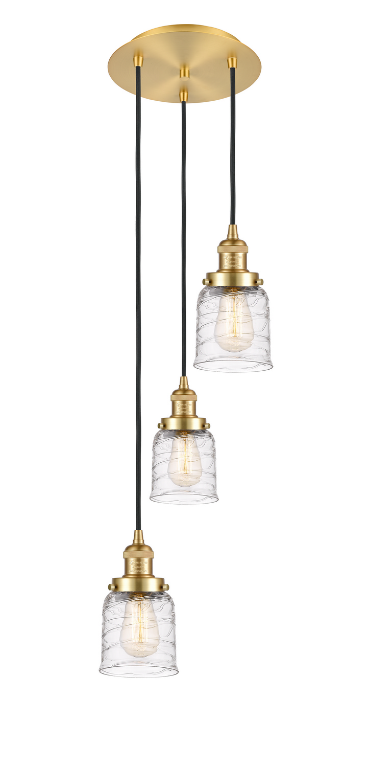 Three Light Pendant by Innovations - Franklin Restoration Collection, Satin Gold Finish - 113F-3P-SG-G513
