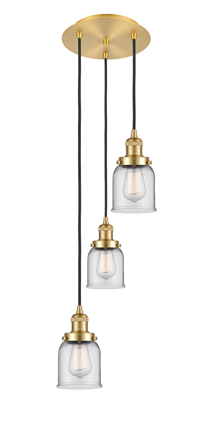 Three Light Pendant by Innovations - Franklin Restoration Collection, Satin Gold Finish - 113F-3P-SG-G52