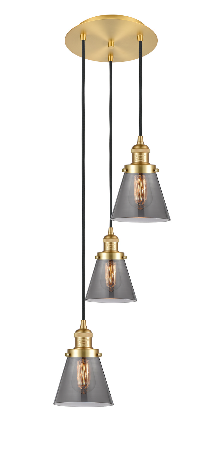 Three Light Pendant by Innovations - Franklin Restoration Collection, Satin Gold Finish - 113F-3P-SG-G63