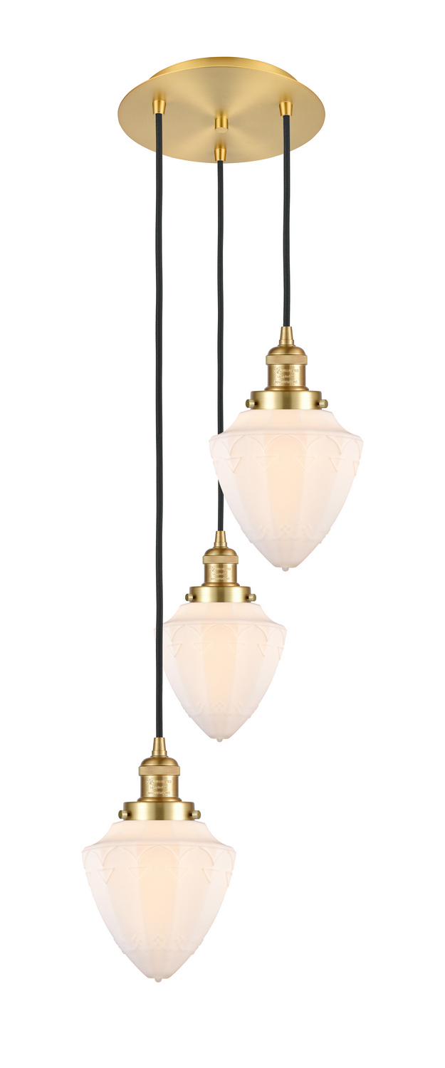 Three Light Pendant by Innovations - Franklin Restoration Collection, Satin Gold Finish - 113F-3P-SG-G661-7