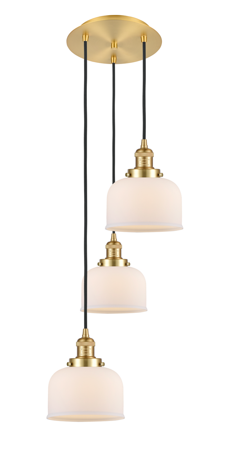 Three Light Pendant by Innovations - Franklin Restoration Collection, Satin Gold Finish - 113F-3P-SG-G71