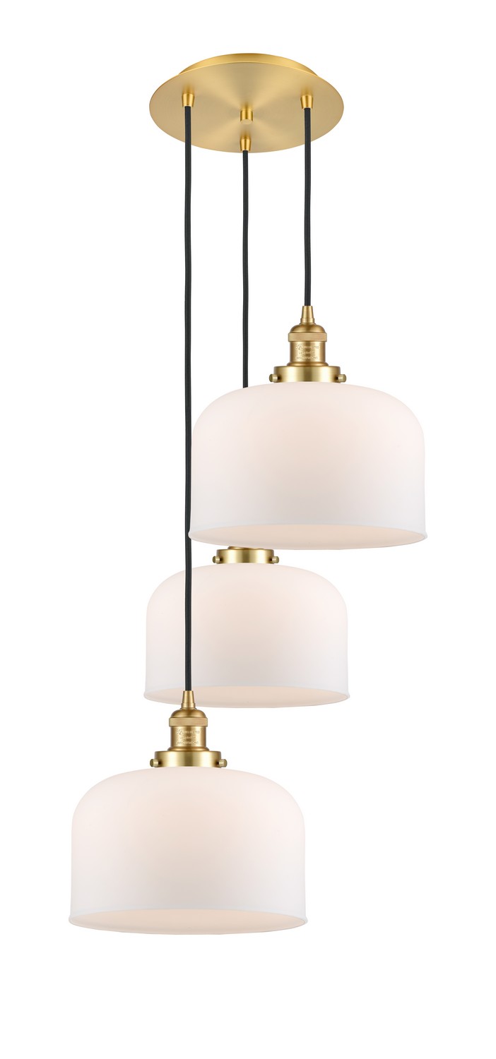 Three Light Pendant by Innovations - Franklin Restoration Collection, Satin Gold Finish - 113F-3P-SG-G71-L