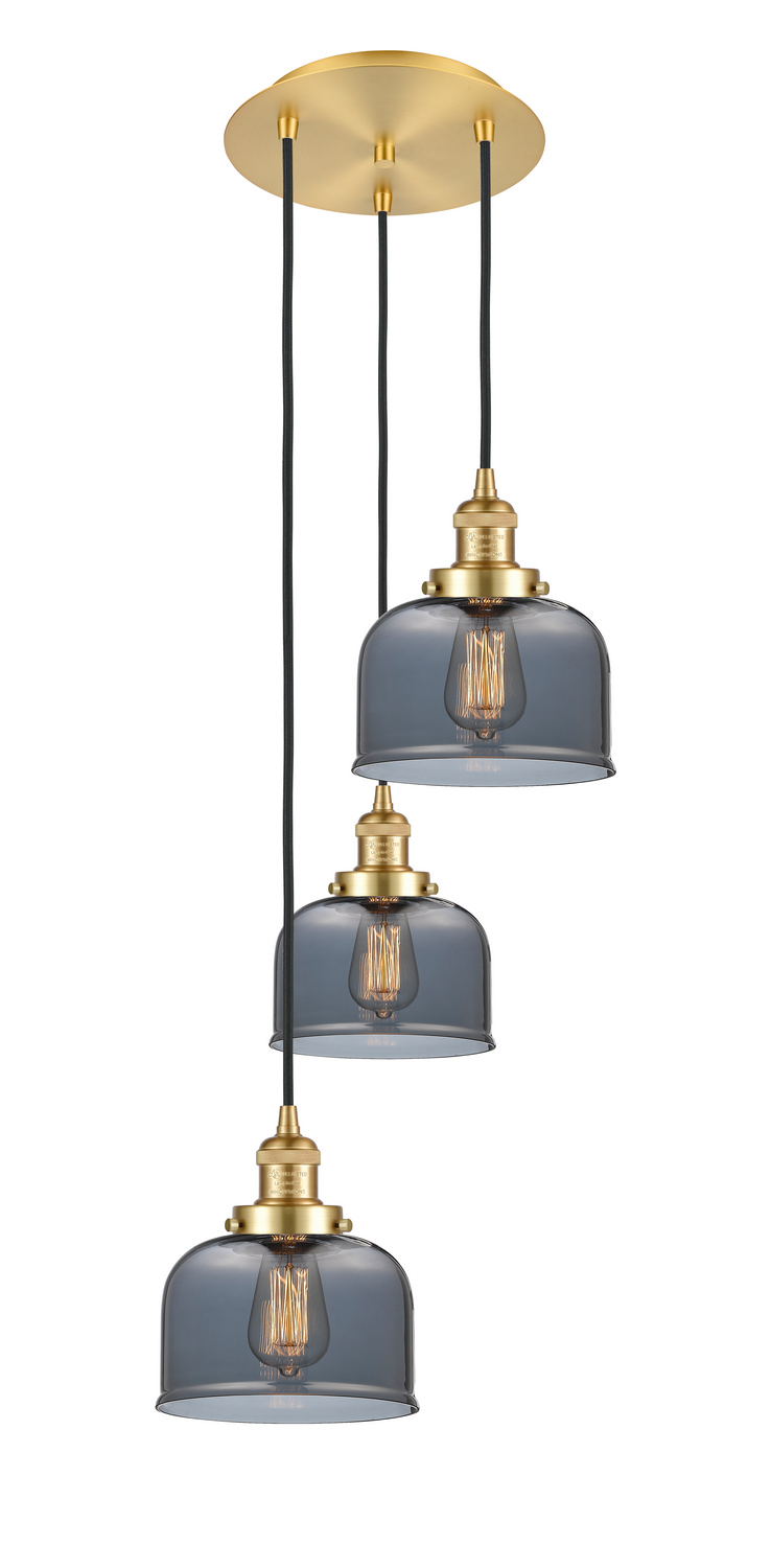 Three Light Pendant by Innovations - Franklin Restoration Collection, Satin Gold Finish - 113F-3P-SG-G73