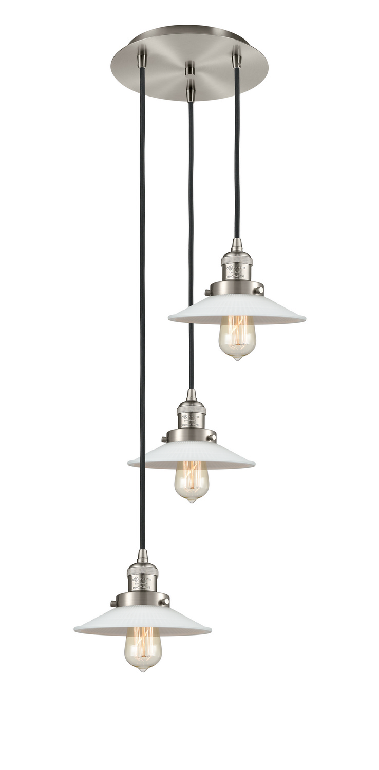 Three Light Pendant by Innovations - Franklin Restoration Collection, Brushed Satin Nickel Finish - 113F-3P-SN-G1