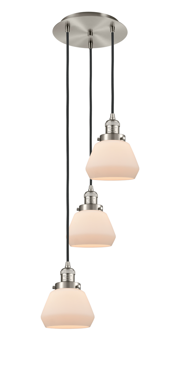 Three Light Pendant by Innovations - Franklin Restoration Collection, Brushed Satin Nickel Finish - 113F-3P-SN-G171