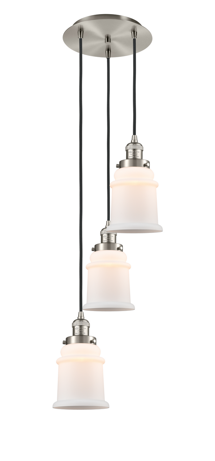 Three Light Pendant by Innovations - Franklin Restoration Collection, Brushed Satin Nickel Finish - 113F-3P-SN-G181