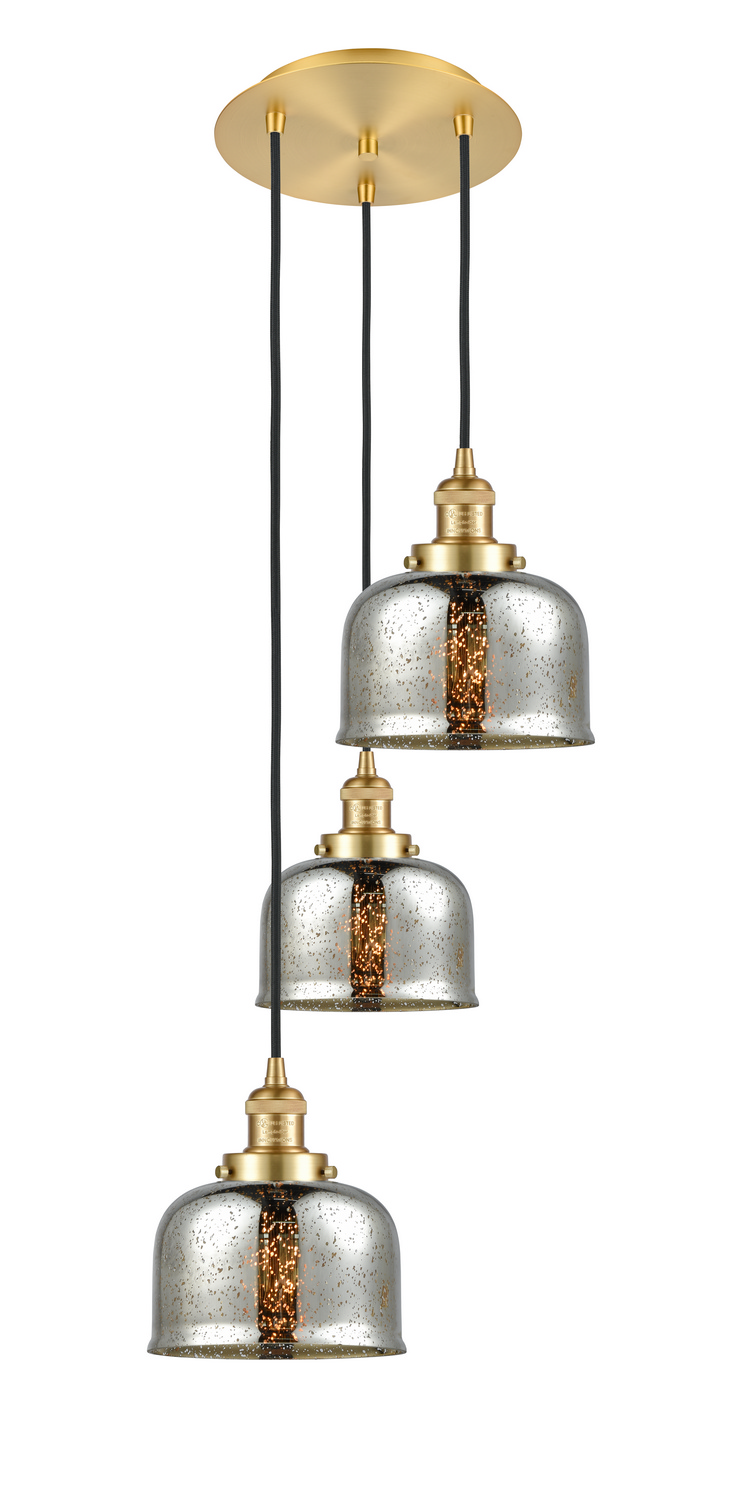 Three Light Pendant by Innovations - Franklin Restoration Collection, Satin Gold Finish - 113F-3P-SG-G78