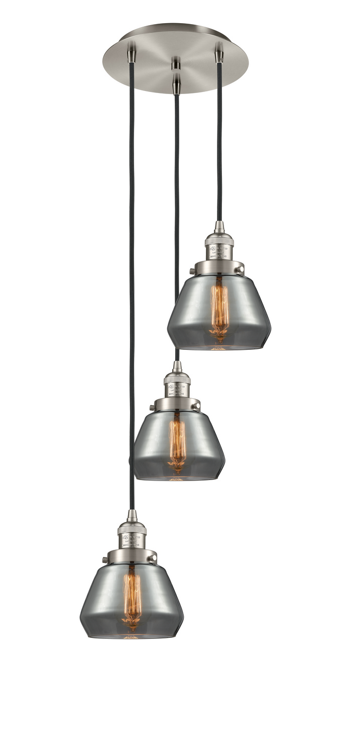 Three Light Pendant by Innovations - Franklin Restoration Collection, Brushed Satin Nickel Finish - 113F-3P-SN-G173