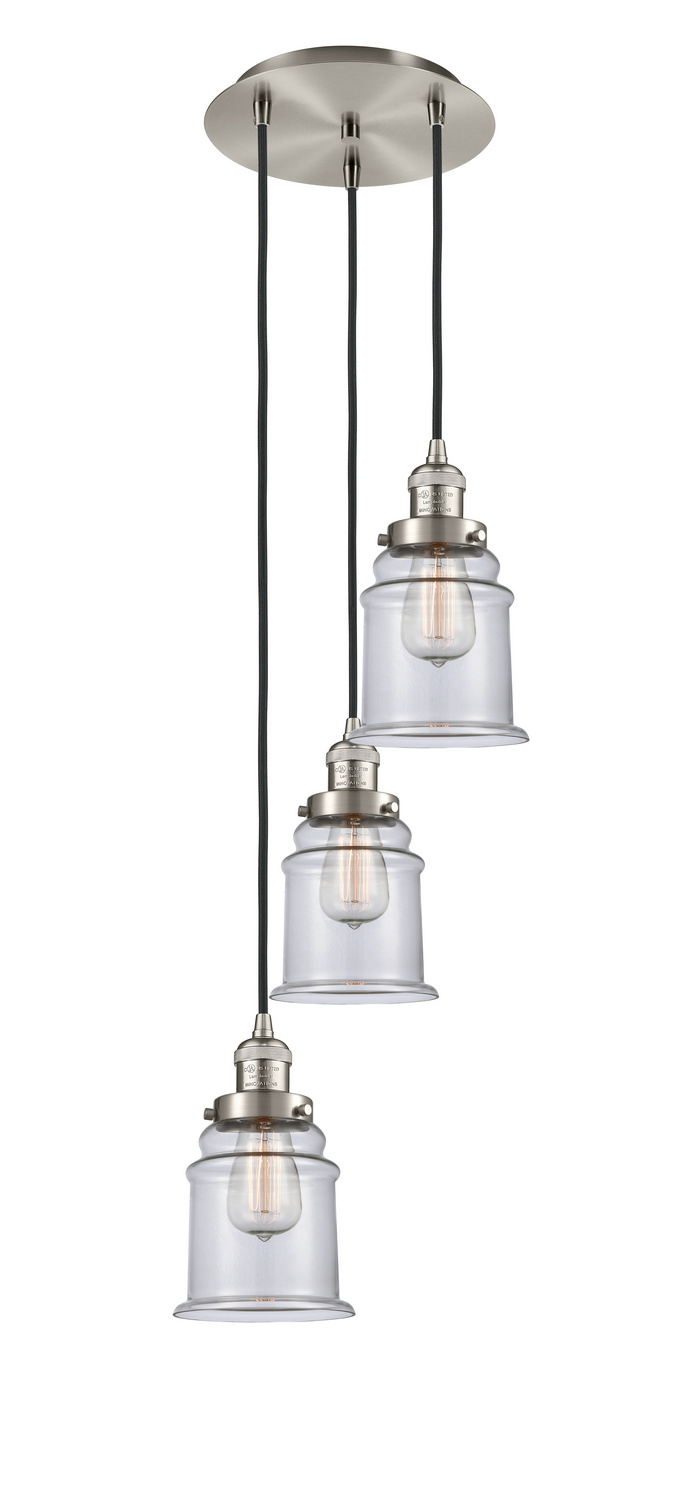 Three Light Pendant by Innovations - Franklin Restoration Collection, Brushed Satin Nickel Finish - 113F-3P-SN-G182