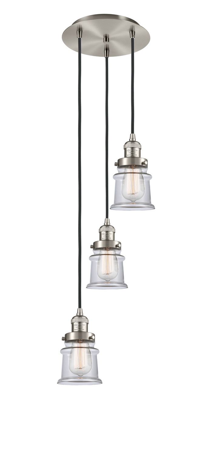 Three Light Pendant by Innovations - Franklin Restoration Collection, Brushed Satin Nickel Finish - 113F-3P-SN-G182S