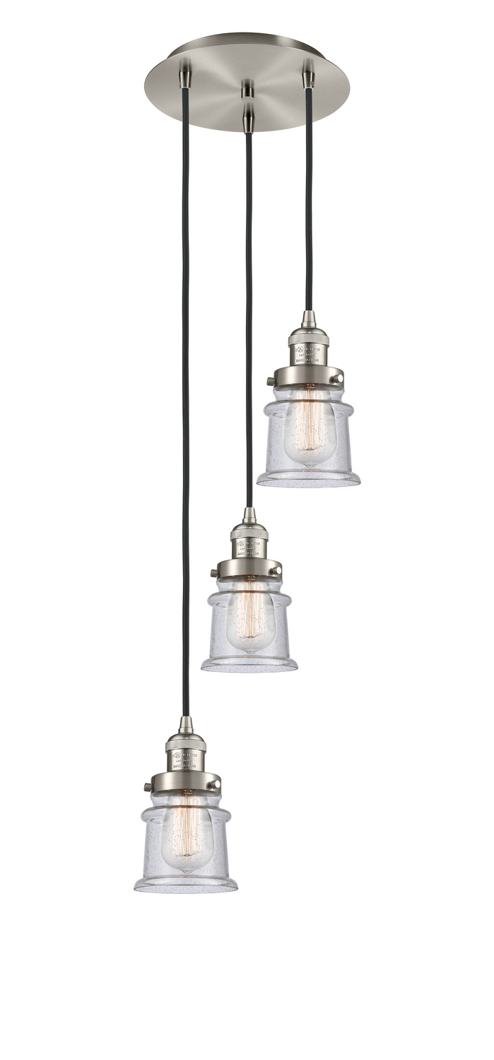 Three Light Pendant by Innovations - Franklin Restoration Collection, Brushed Satin Nickel Finish - 113F-3P-SN-G184S