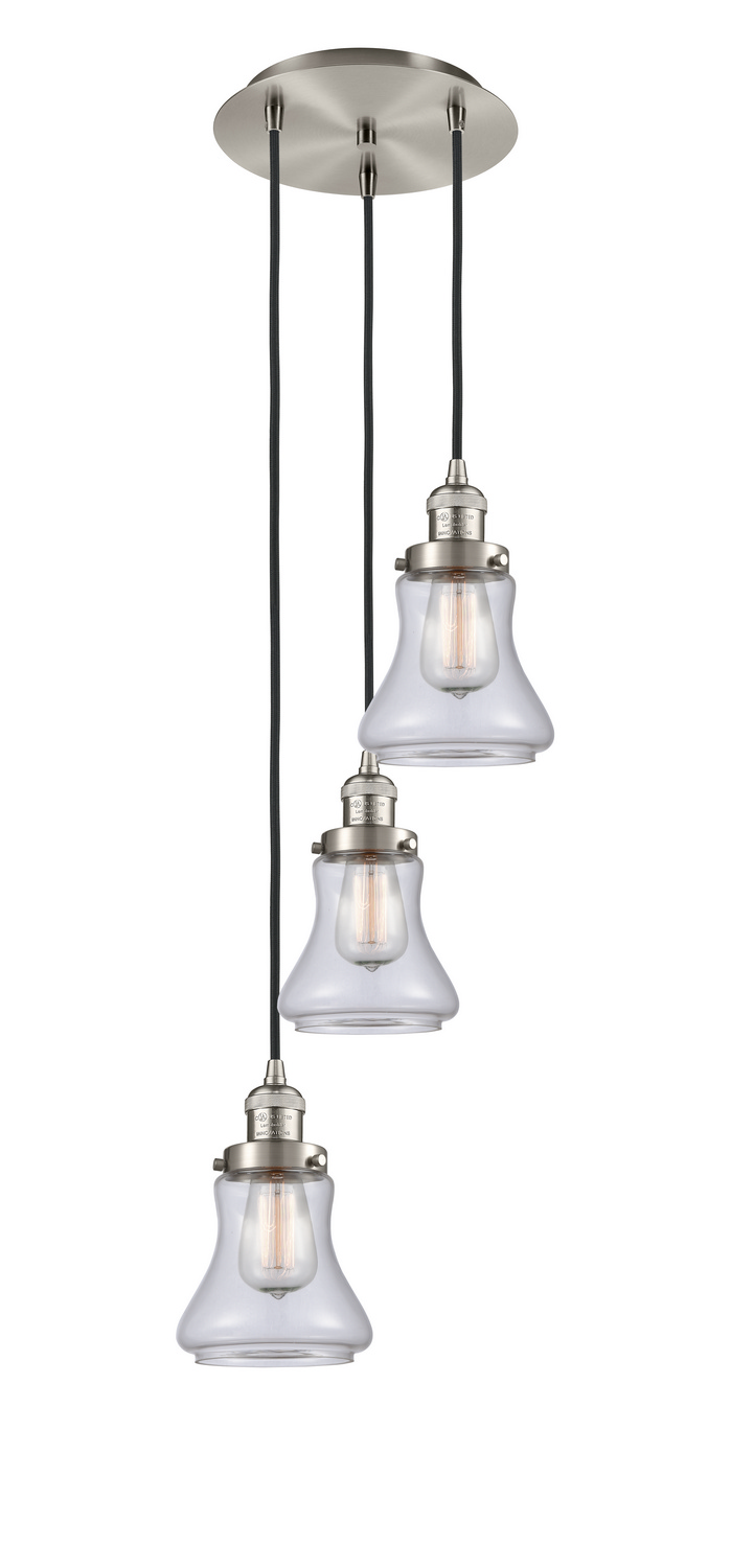 Three Light Pendant by Innovations - Franklin Restoration Collection, Brushed Satin Nickel Finish - 113F-3P-SN-G192