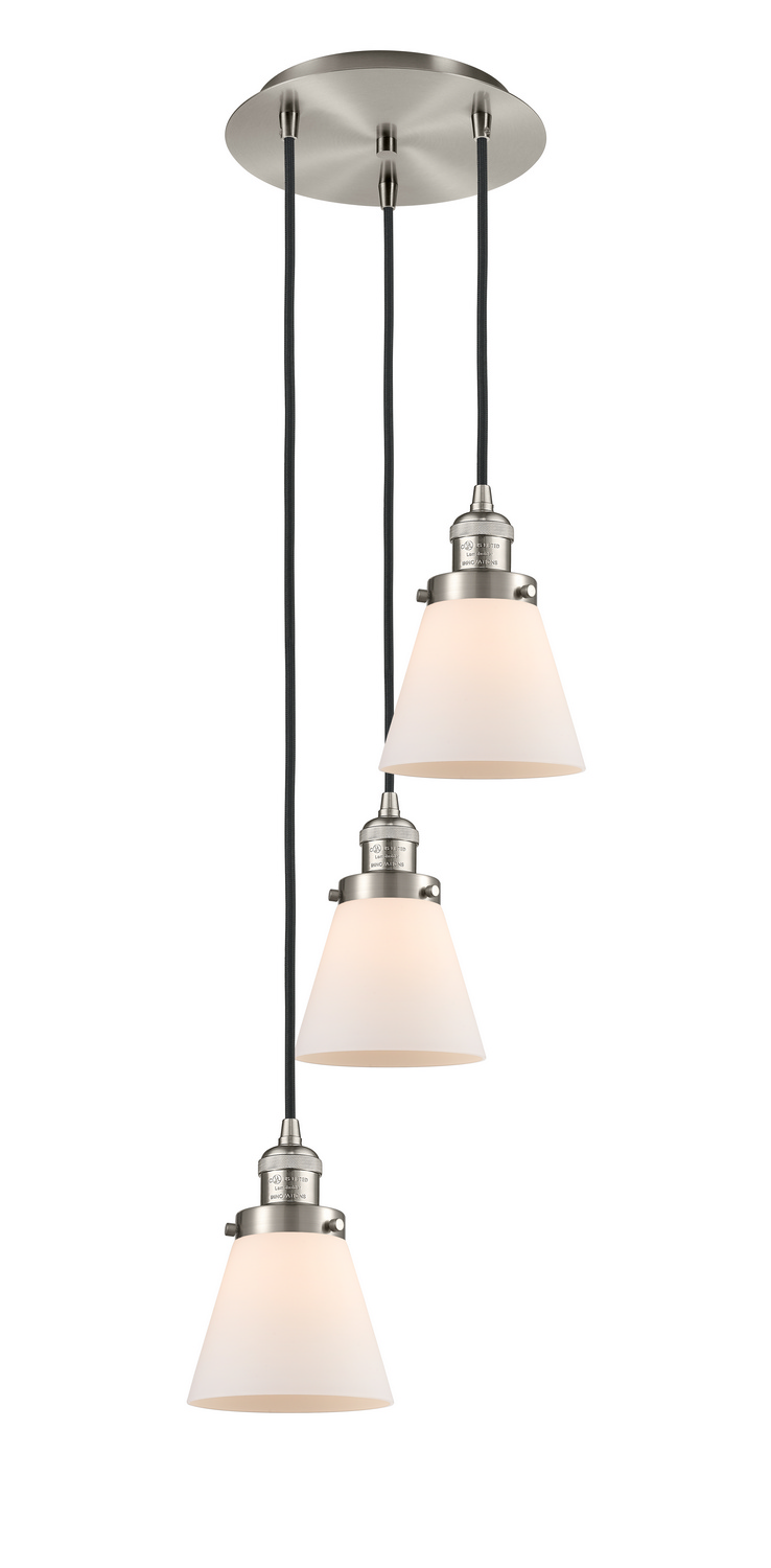Three Light Pendant by Innovations - Franklin Restoration Collection, Brushed Satin Nickel Finish - 113F-3P-SN-G61