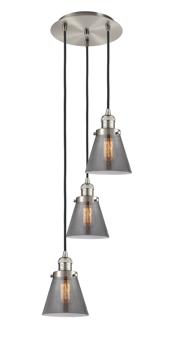 Three Light Pendant by Innovations - Franklin Restoration Collection, Brushed Satin Nickel Finish - 113F-3P-SN-G63