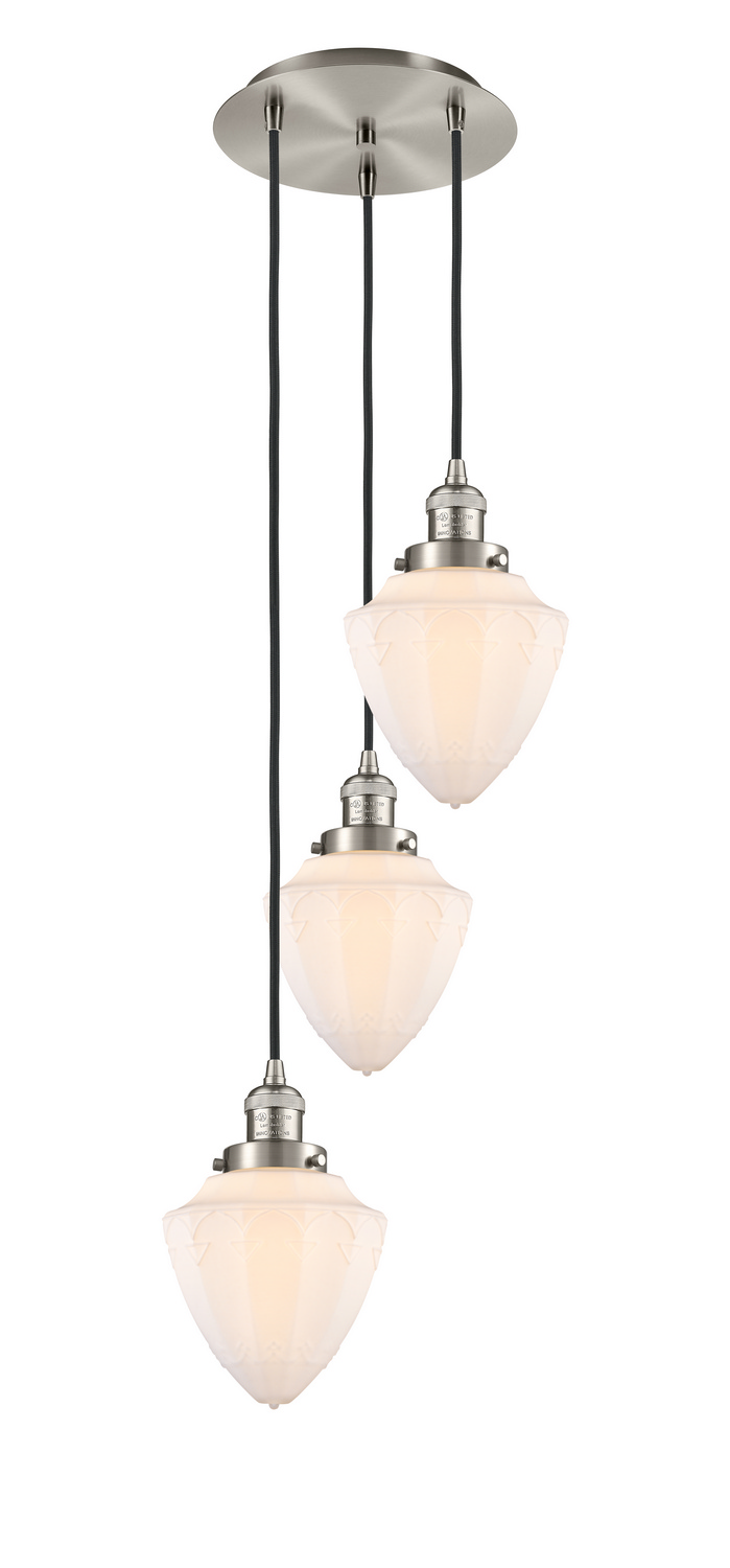 Three Light Pendant by Innovations - Franklin Restoration Collection, Brushed Satin Nickel Finish - 113F-3P-SN-G661-7