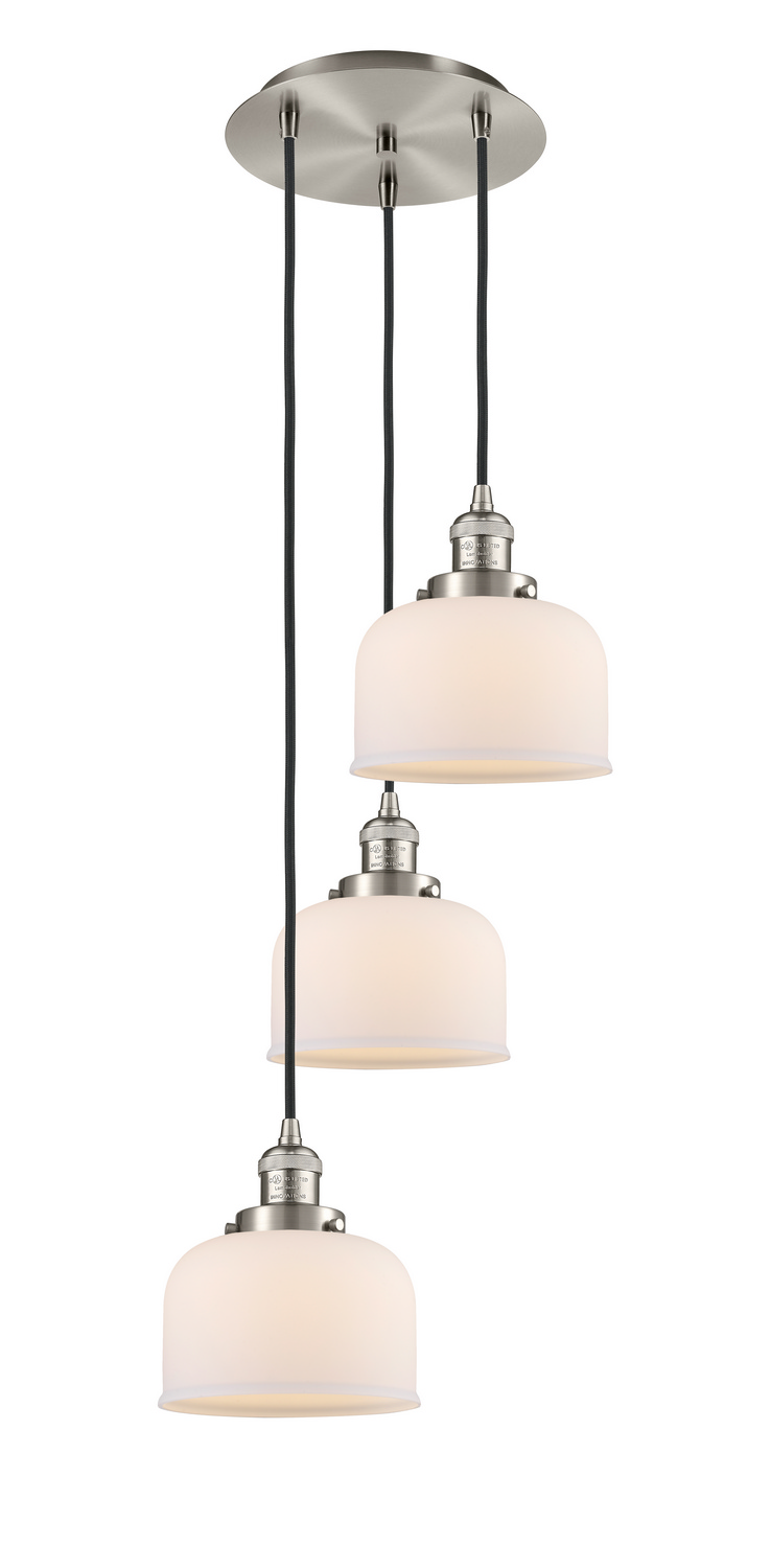 Three Light Pendant by Innovations - Franklin Restoration Collection, Brushed Satin Nickel Finish - 113F-3P-SN-G71