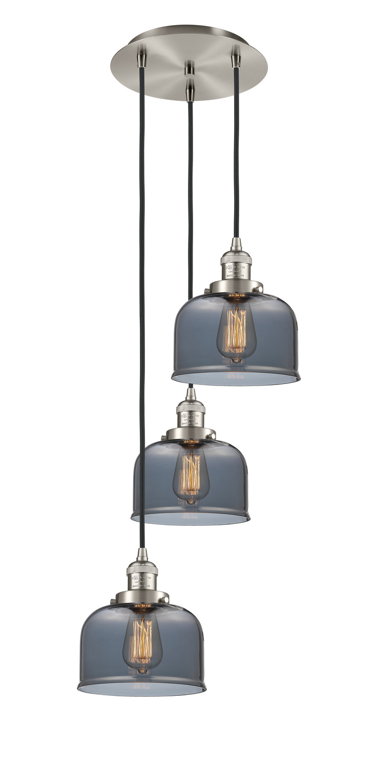 Three Light Pendant by Innovations - Franklin Restoration Collection, Brushed Satin Nickel Finish - 113F-3P-SN-G73