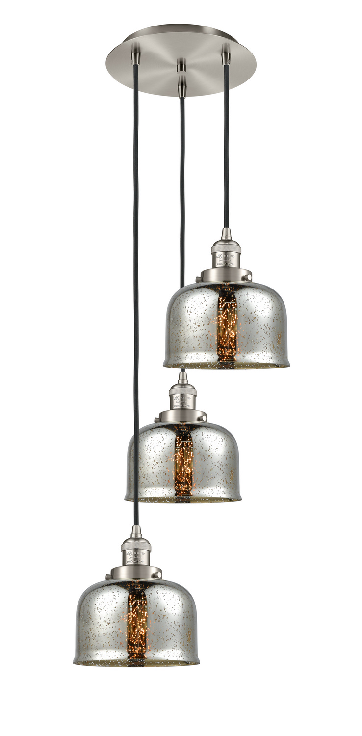 Three Light Pendant by Innovations - Franklin Restoration Collection, Brushed Satin Nickel Finish - 113F-3P-SN-G78