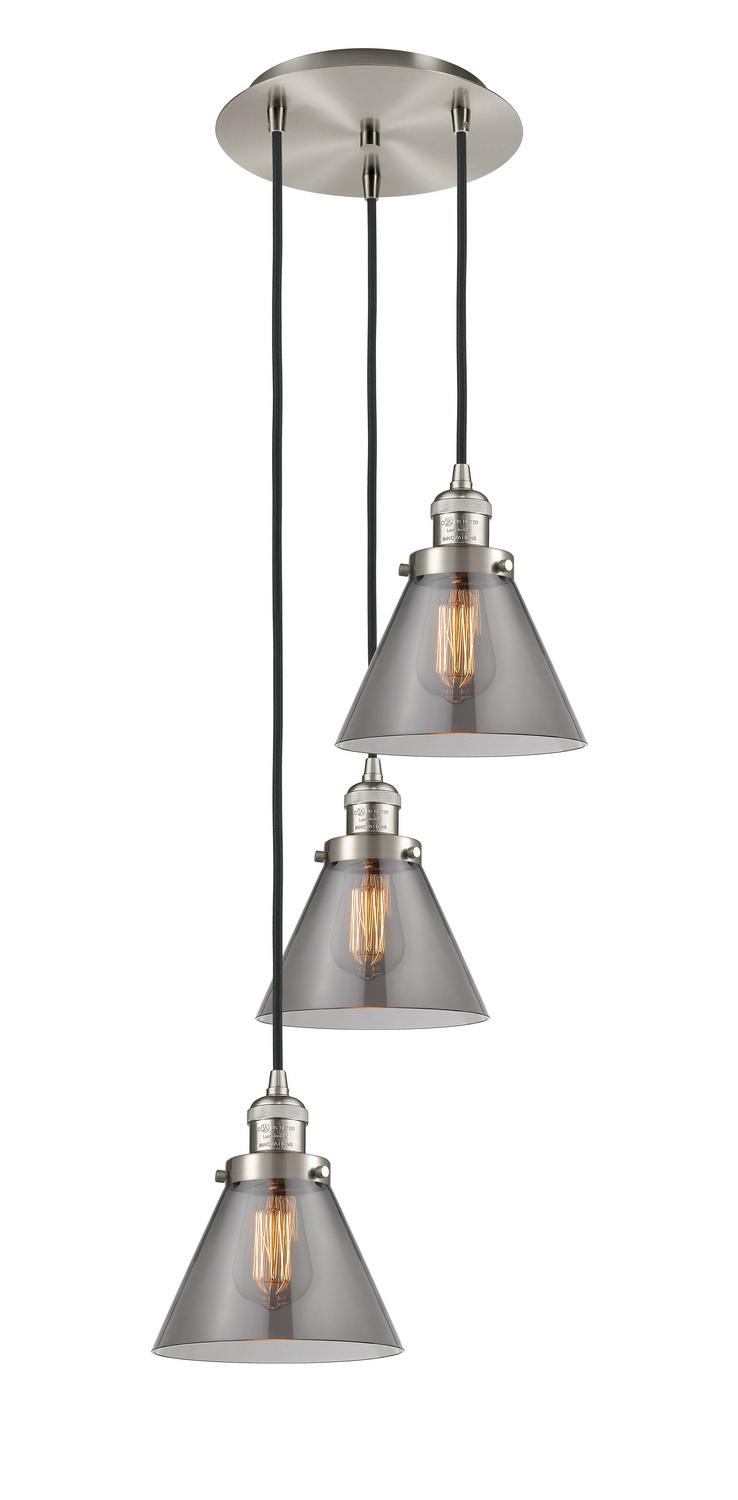 Three Light Pendant by Innovations - Franklin Restoration Collection, Brushed Satin Nickel Finish - 113F-3P-SN-G43