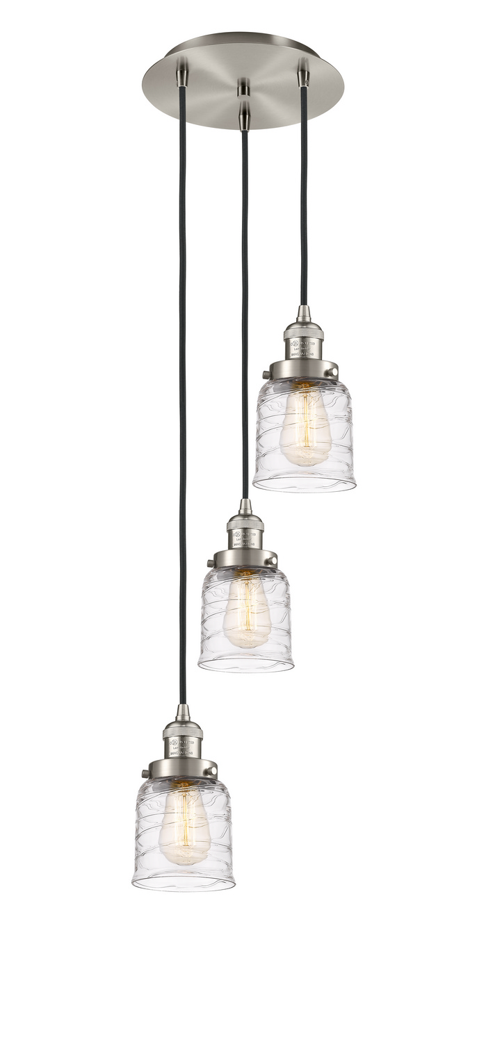 Three Light Pendant by Innovations - Franklin Restoration Collection, Brushed Satin Nickel Finish - 113F-3P-SN-G513