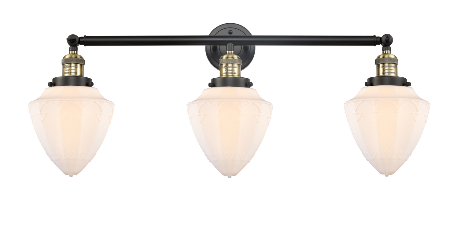 Three Light Bath Vanity by Innovations - Franklin Restoration Collection, Black Antique Brass Finish - 205-BAB-G661-7
