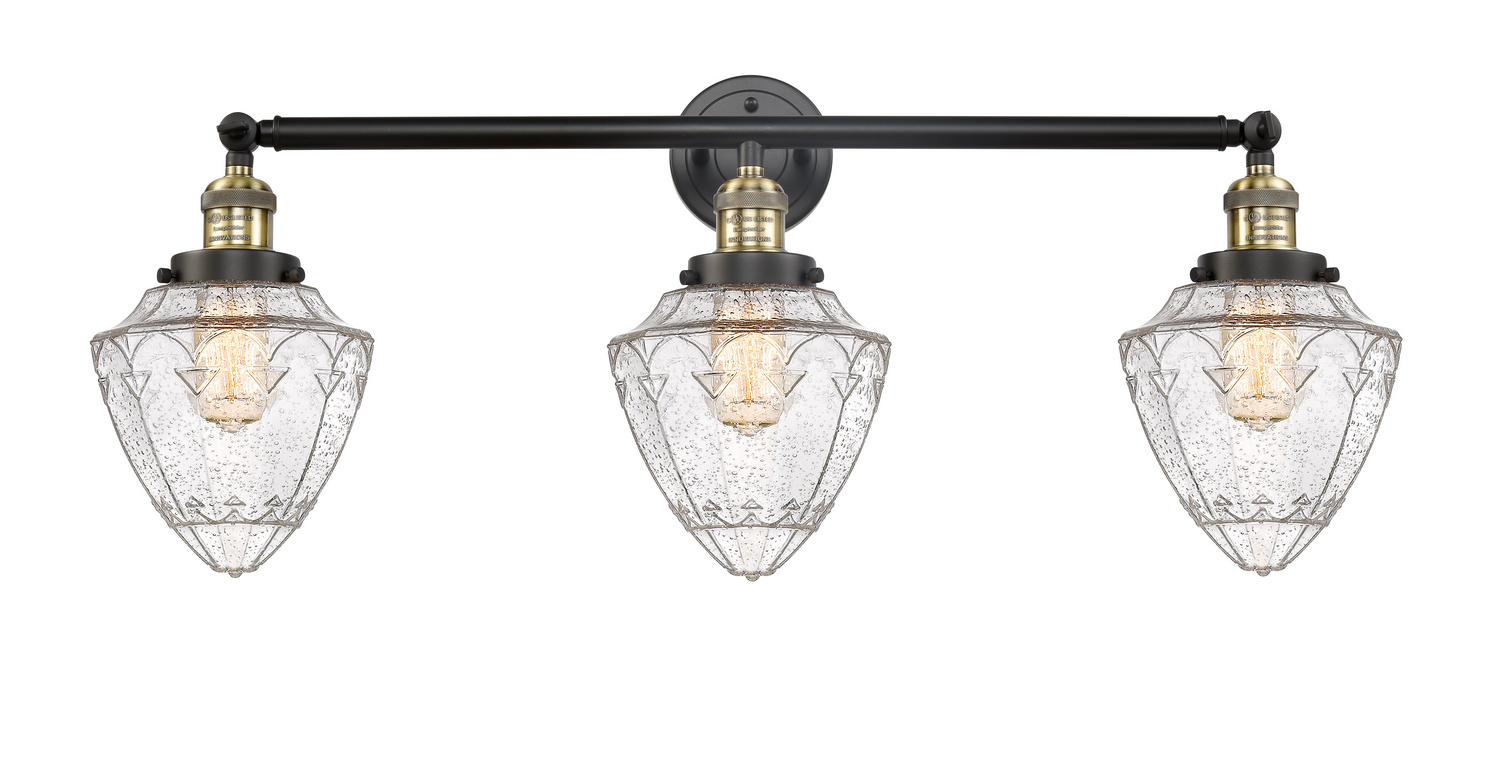 Three Light Bath Vanity by Innovations - Franklin Restoration Collection, Black Antique Brass Finish - 205-BAB-G664-7
