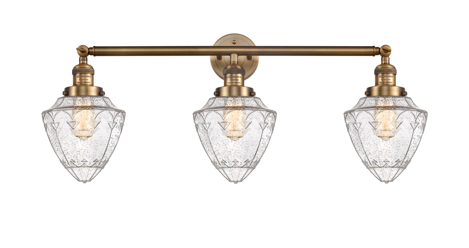 Three Light Bath Vanity by Innovations - Franklin Restoration Collection, Brushed Brass Finish - 205-BB-G664-7