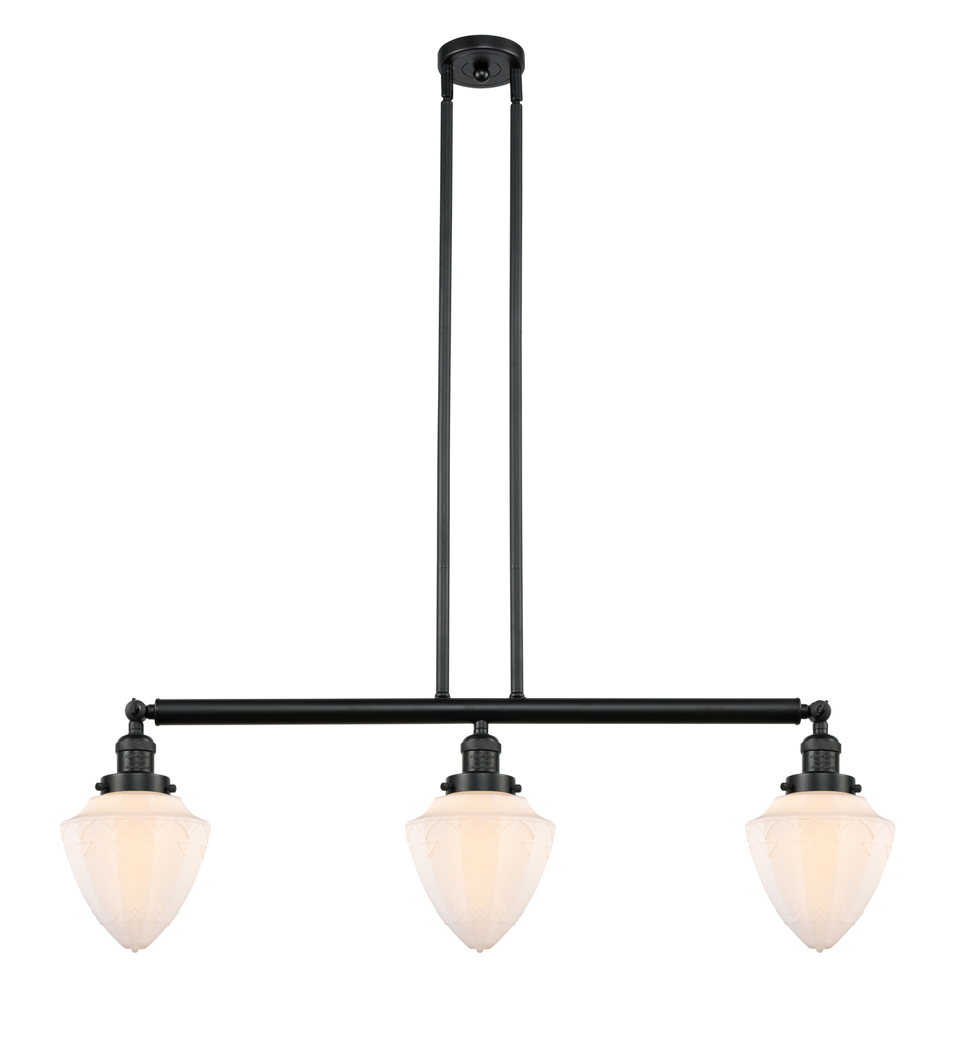 Three Light Island Pendant by Innovations - Franklin Restoration Collection, Matte Black Finish - 213-BK-G661-7