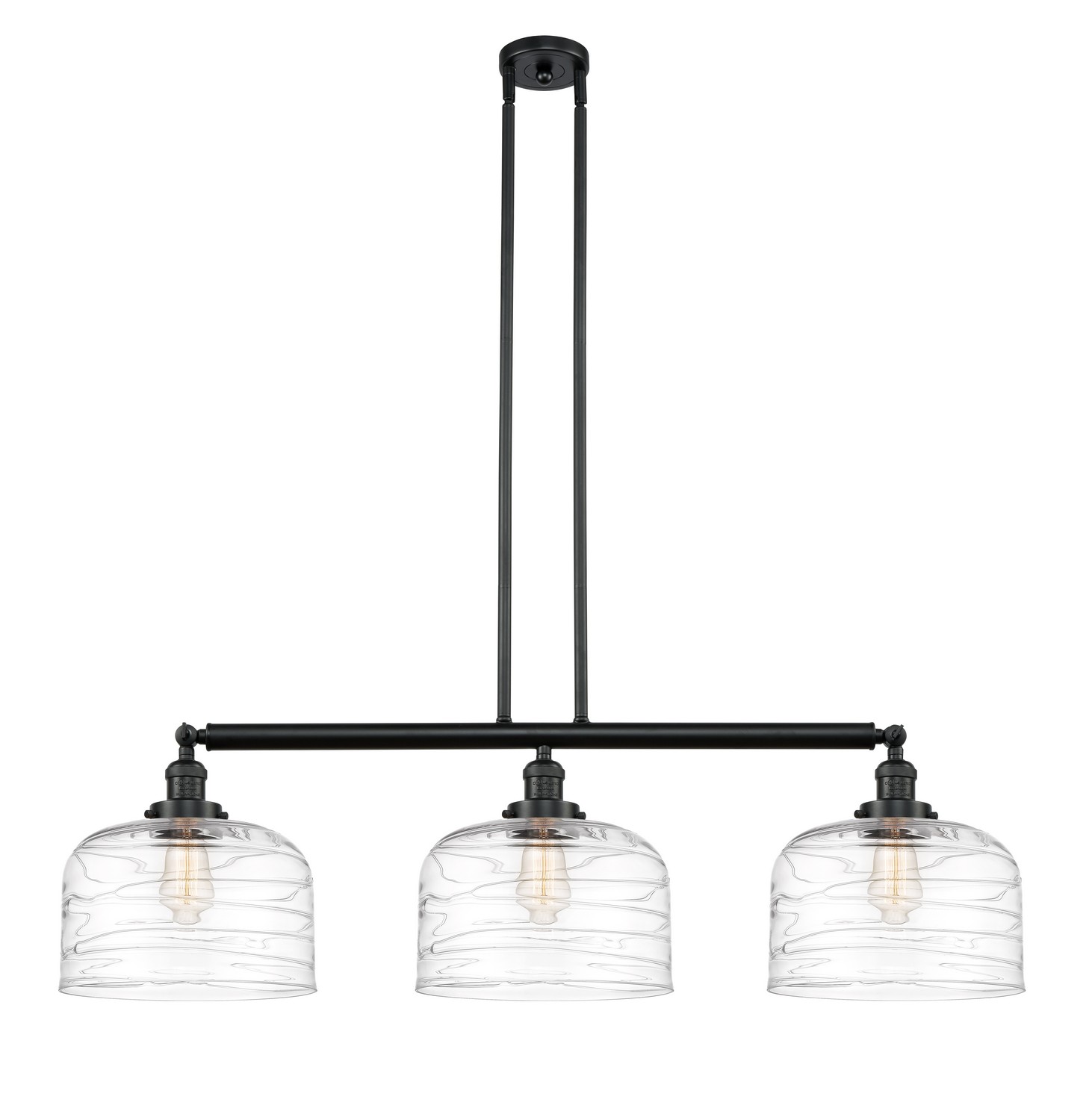 Three Light Island Pendant by Innovations - Franklin Restoration Collection, Matte Black Finish - 213-BK-G713-L