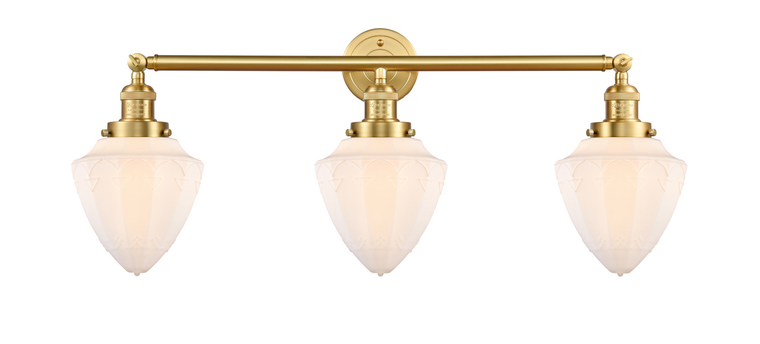 Three Light Bath Vanity by Innovations - Franklin Restoration Collection, Satin Gold Finish - 205-SG-G661-7