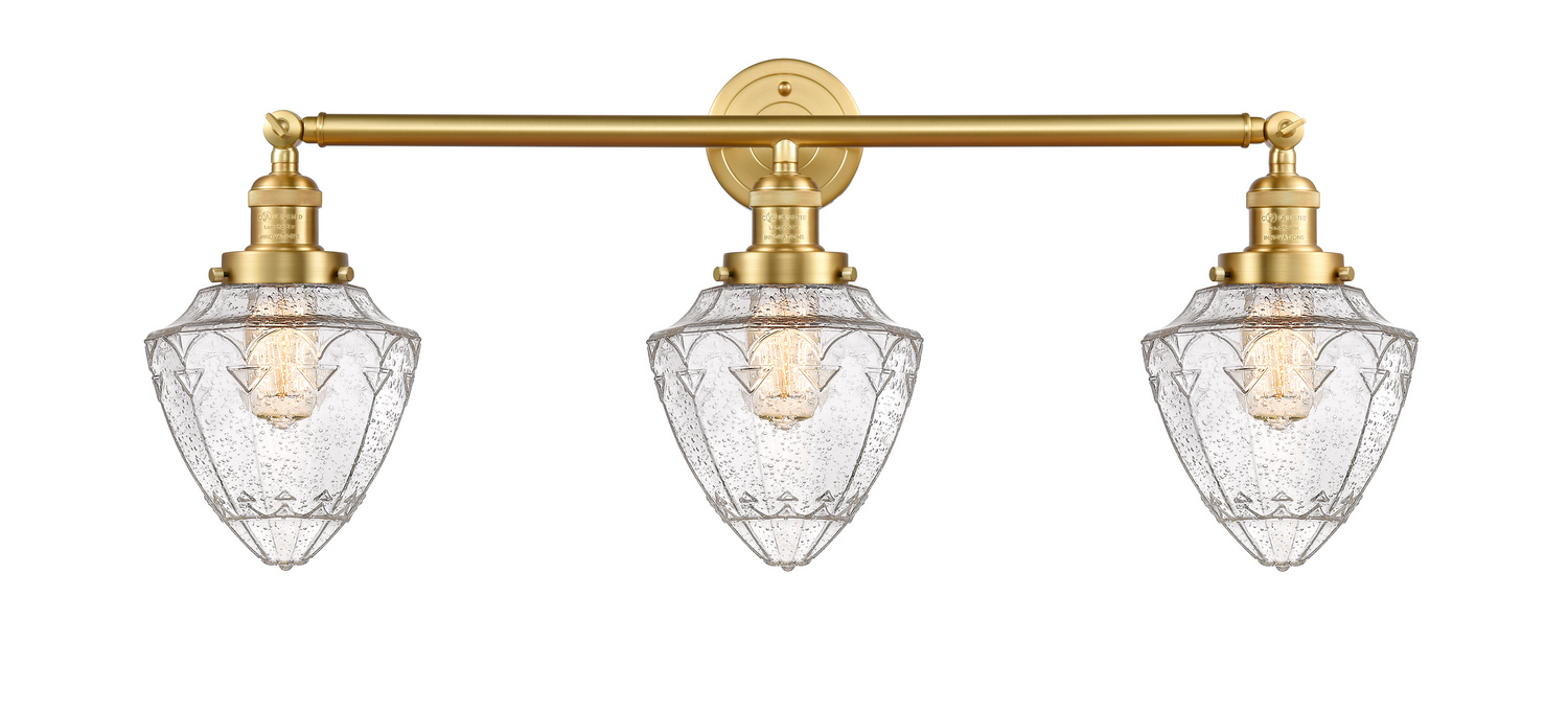 Three Light Bath Vanity by Innovations - Franklin Restoration Collection, Satin Gold Finish - 205-SG-G664-7
