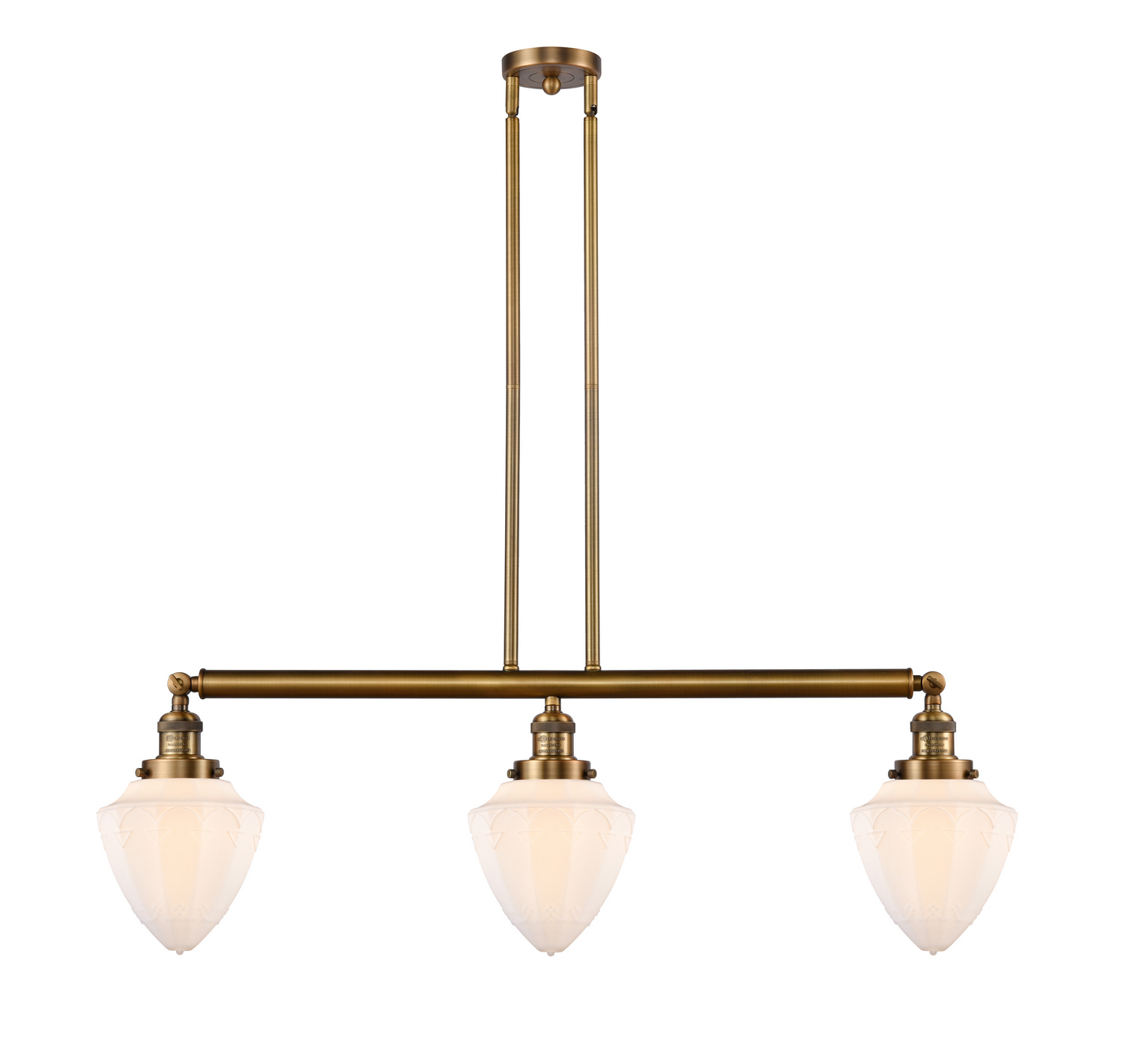 Three Light Island Pendant by Innovations - Franklin Restoration Collection, Brushed Brass Finish - 213-BB-G661-7
