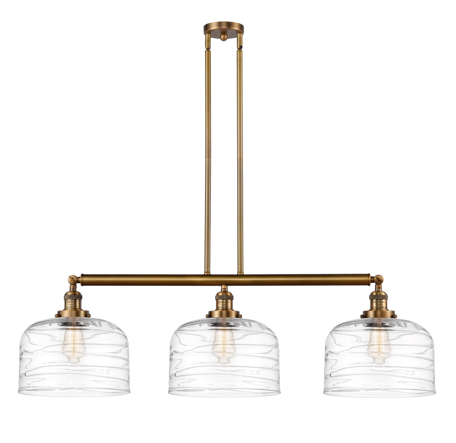 Three Light Island Pendant by Innovations - Franklin Restoration Collection, Brushed Brass Finish - 213-BB-G713-L
