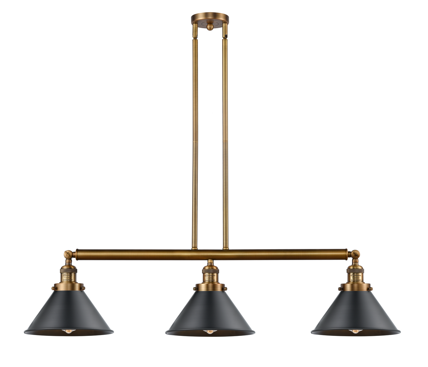 Three Light Island Pendant by Innovations - Franklin Restoration Collection, Brushed Brass Finish - 213-BB-M10-BK