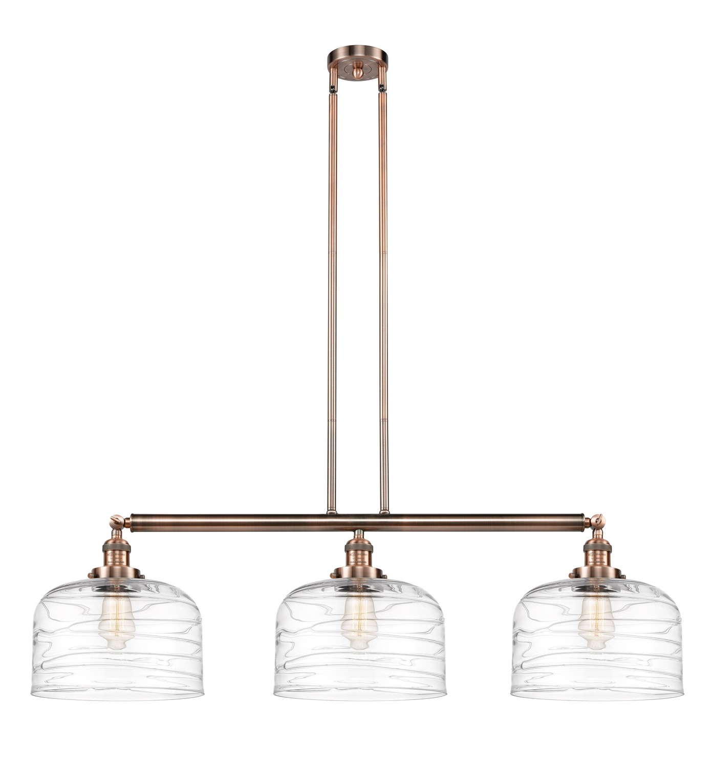 Three Light Island Pendant by Innovations - Franklin Restoration Collection, Antique Copper Finish - 213-AC-G713-L
