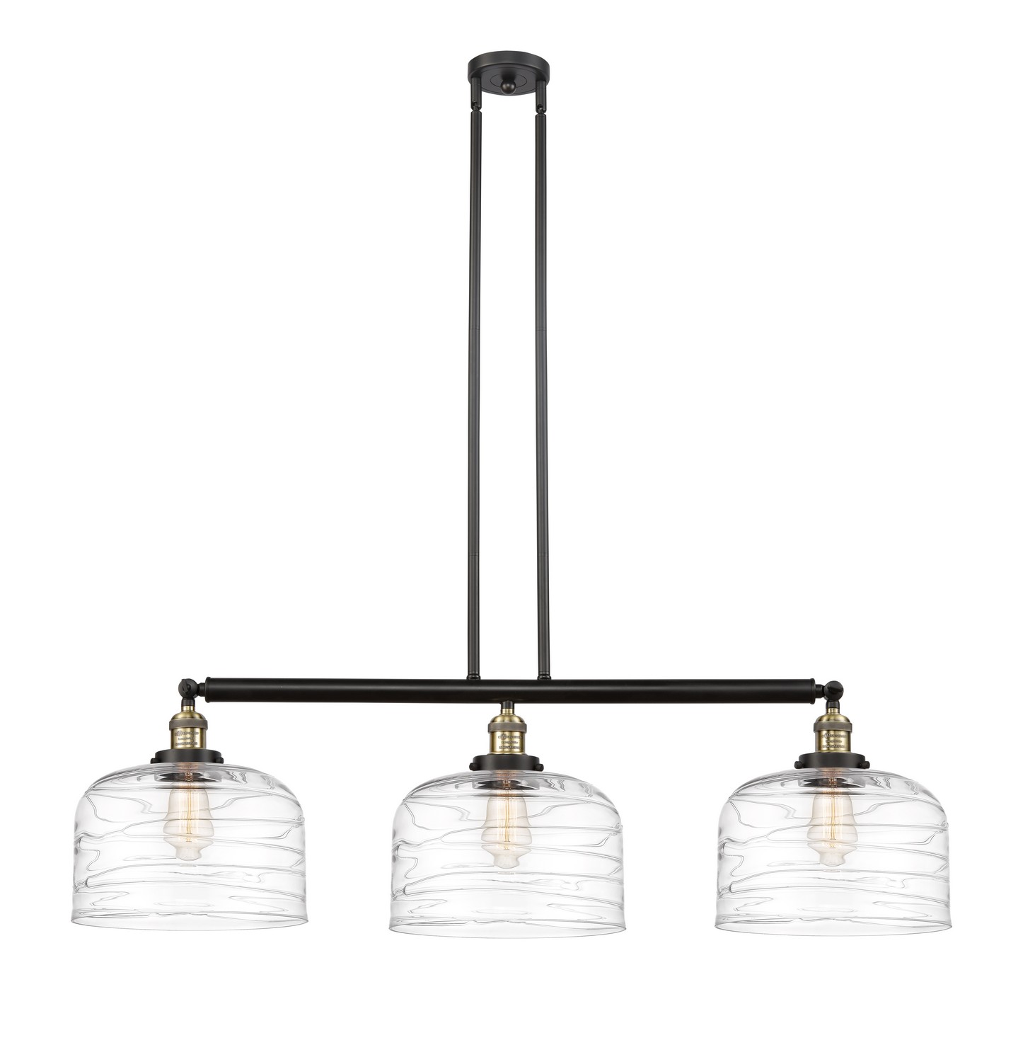 Three Light Island Pendant by Innovations - Franklin Restoration Collection, Black Antique Brass Finish - 213-BAB-G713-L