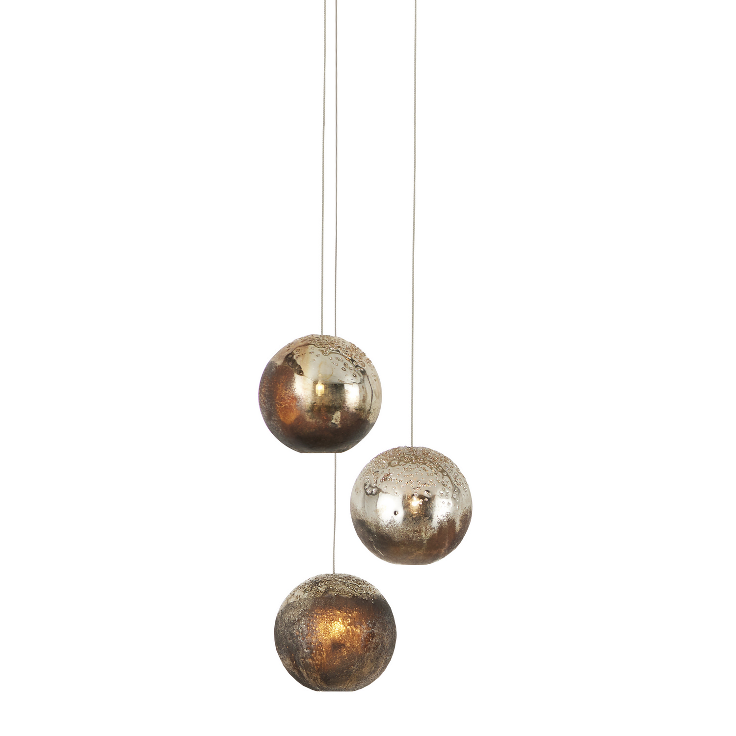 Currey & Company 9000-1013 Pathos 3 Light 10.5 inch Antique Silver Leaf Multi-Drop Pendant Ceiling Light