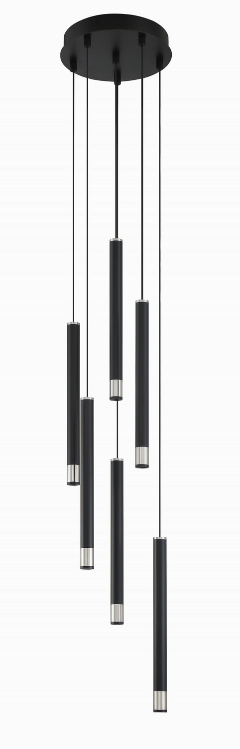 Coal With Brushed Nickel LED Pendant from the Wand Collection