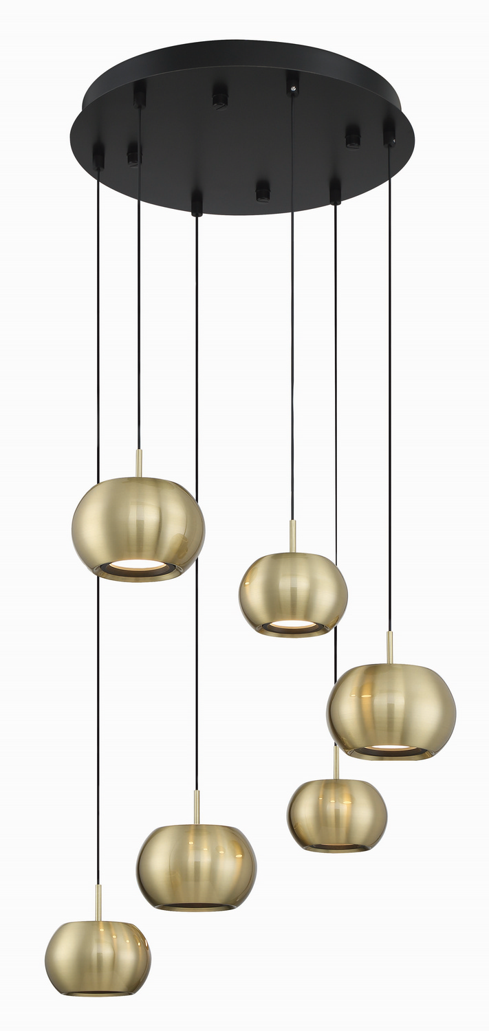 George Kovacs Halo LED Pendant in Coal And Brushed Gold Finish - P5474-884-L