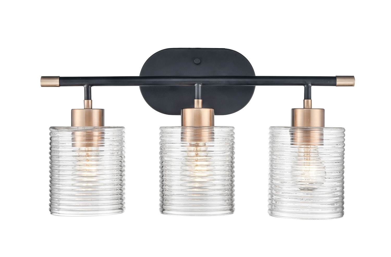 Photos - Chandelier / Lamp Millenium Millennium Lighting Matte Black Modern Gold Three Light Vanity from the Renitta Collection 9413-MB/MG 