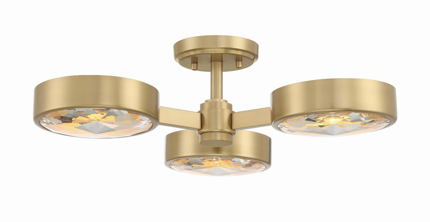 Crystorama Orson Three Light Semi Flush Mount in Modern Gold - ORS-733-MG