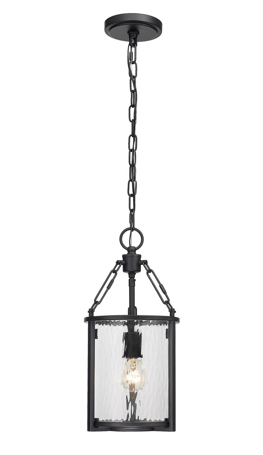 One Light Pendant by Z-Lite - Barrington Collection, Matte Black Finish - 346P8-MB