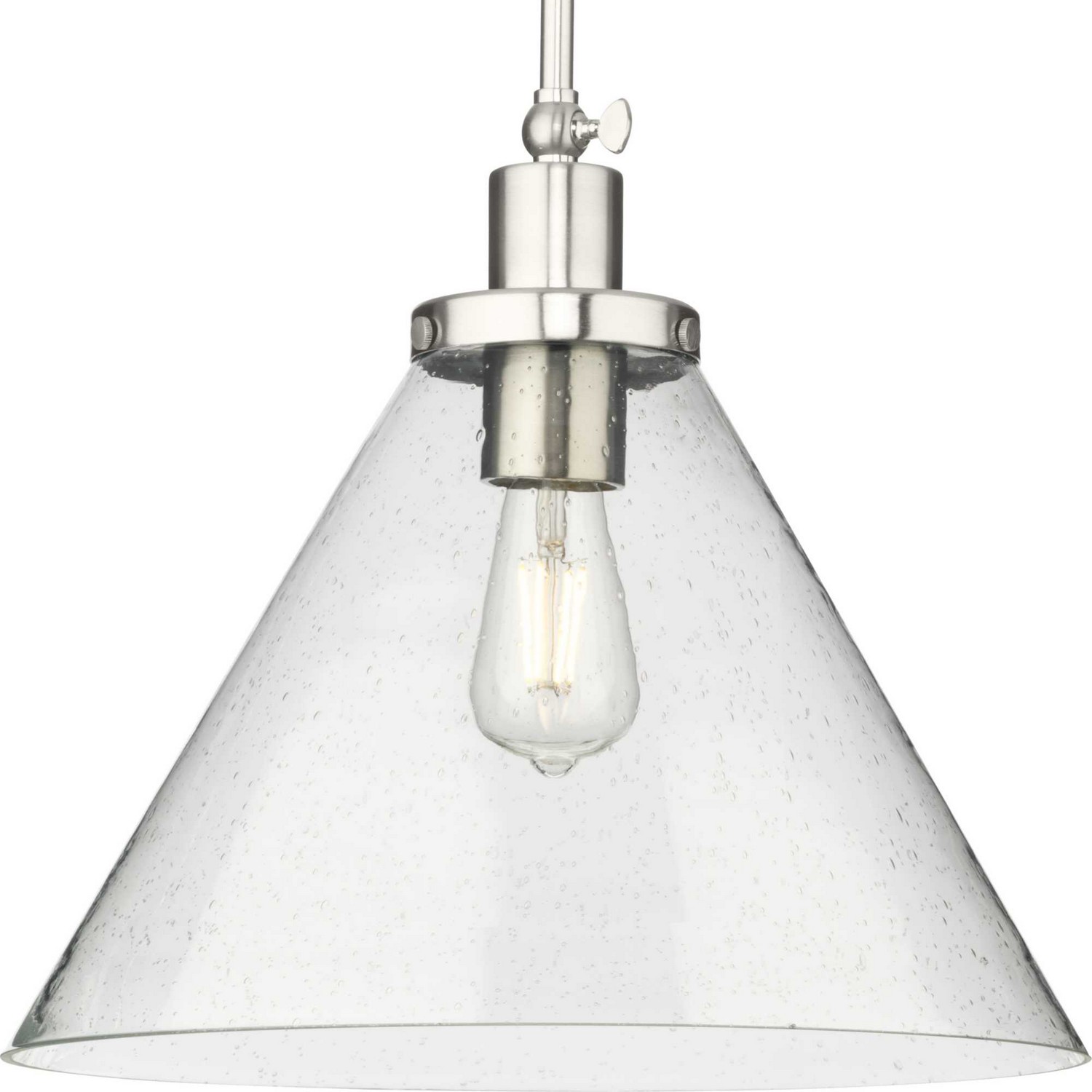 Brushed Nickel One Light Pendant from the Hinton Collection