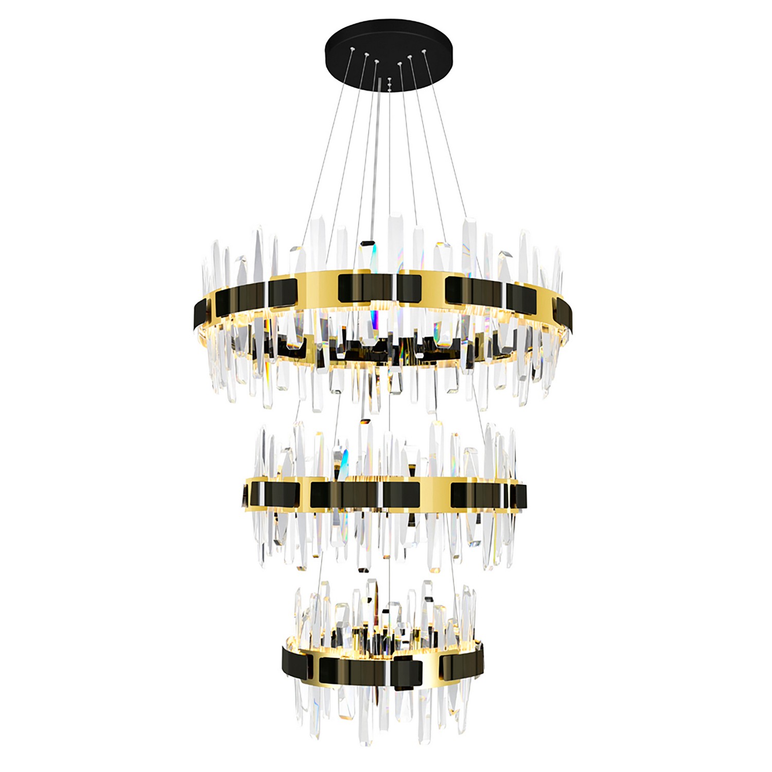 CWI Lighting 1592P32-3-612 Aya LED Pearl Black Chandelier Ceiling Light