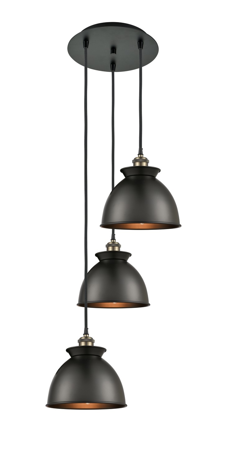 Three Light Pendant by Innovations - Ballston Collection, Black Antique Brass Finish - 113B-3P-BAB-M14-BK
