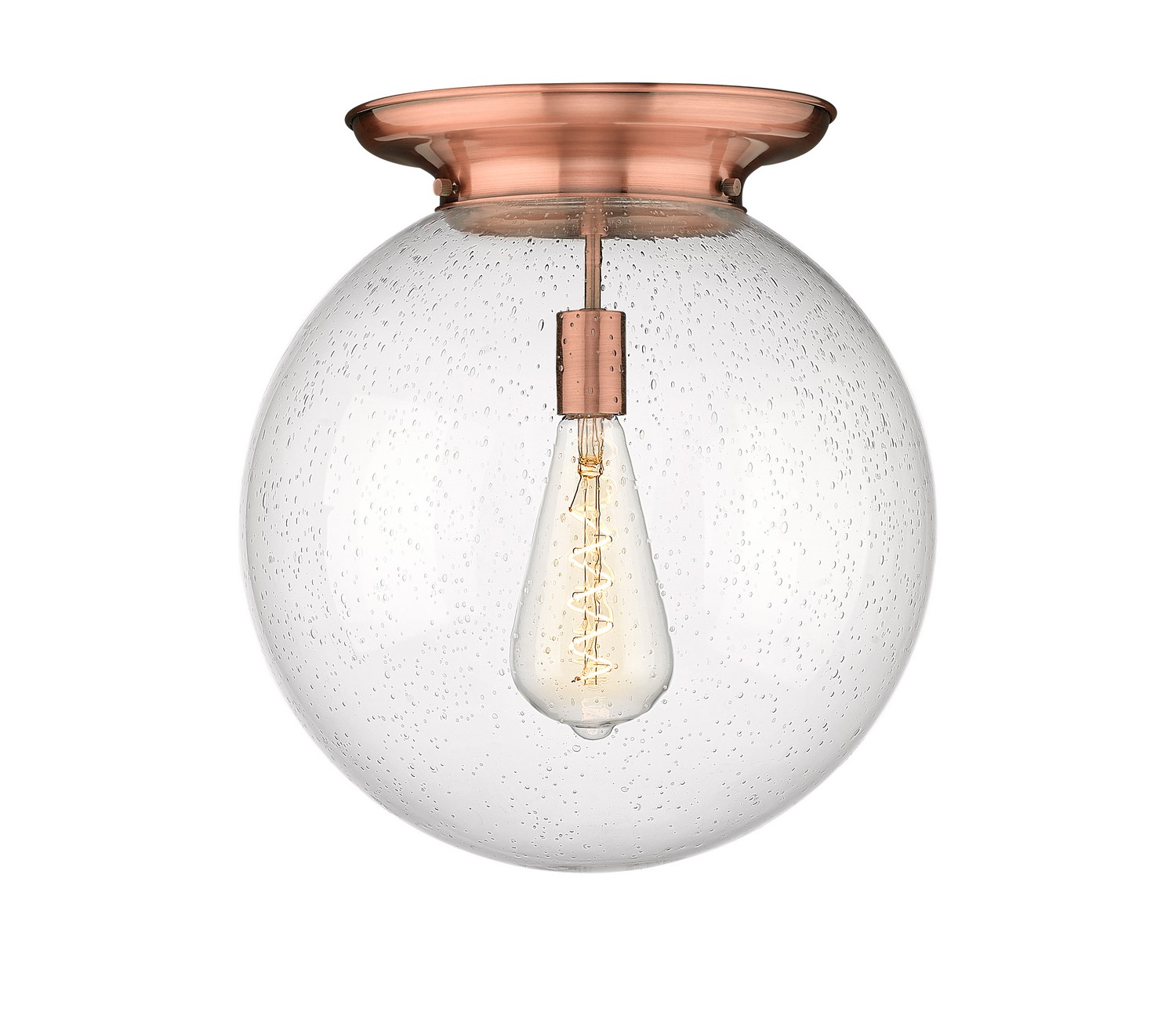 One Light Flush Mount by Innovations - Essex Collection, Antique Copper Finish - 221-1F-AC-G204-16
